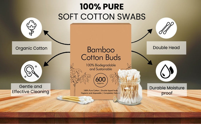 Bamboo Cotton Ear Buds with Bamboo Stick | Verified Sustainable Personal care on Brown Living™