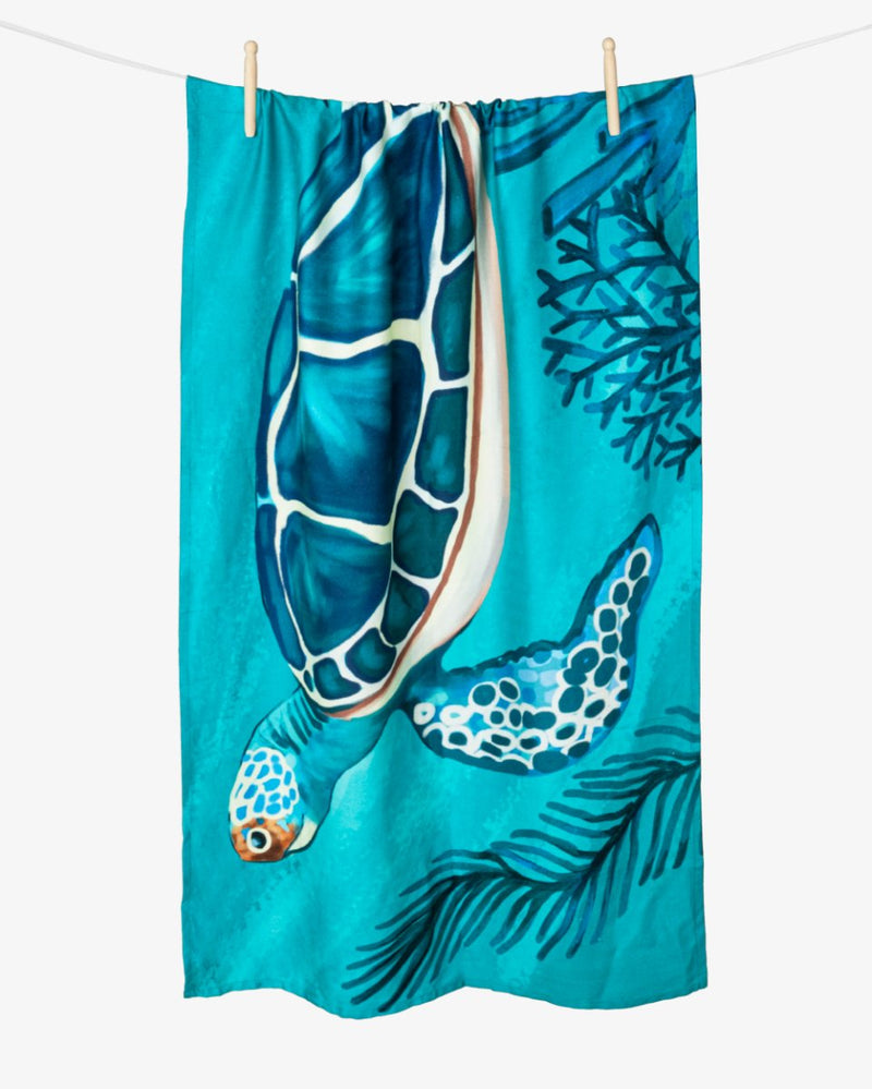 Buy Bamboo & Cotton Printed Beach & Bath Towel | Turtled | Shop Verified Sustainable Bath Linens on Brown Living™