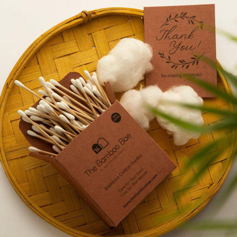 Buy Bamboo Cotton Swabs | 200 Swabs - 100 Sticks | Soft and Gentle Earbuds | Shop Verified Sustainable Ear Buds on Brown Living™