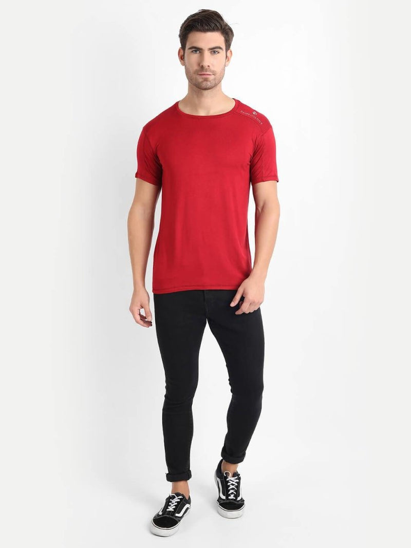 Buy Bamboo Fabric Maroon T-shirt For Men | Shop Verified Sustainable Mens Tshirt on Brown Living™