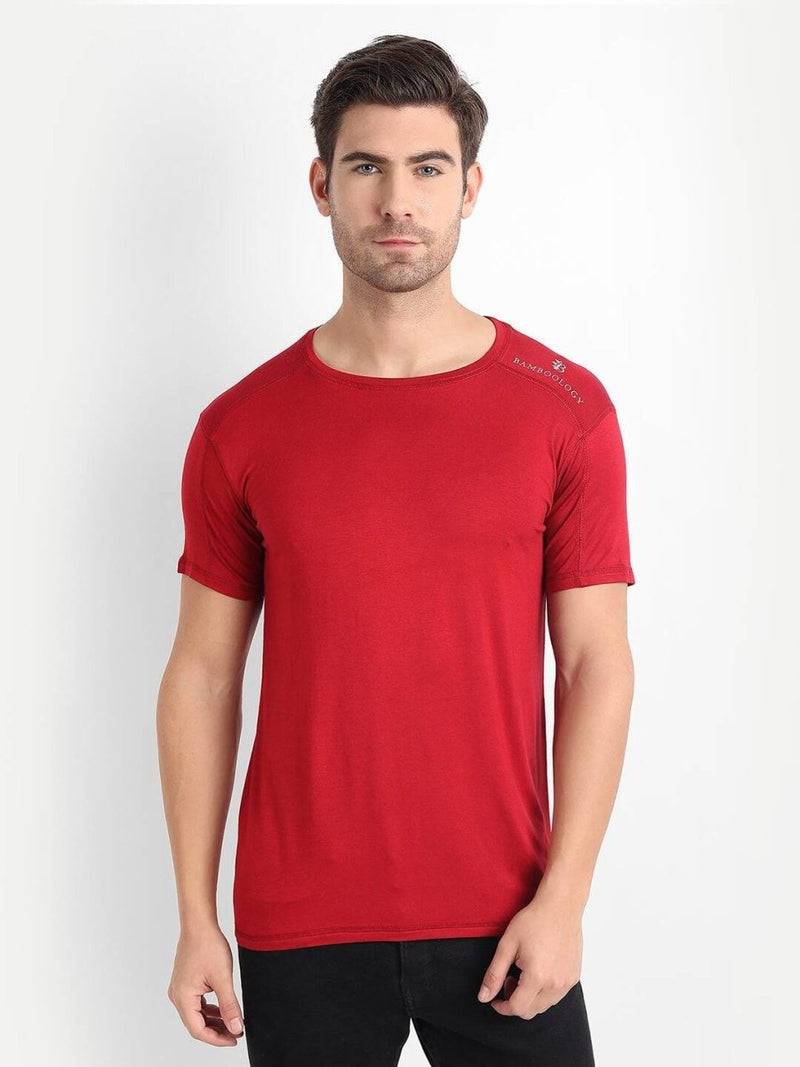 Buy Bamboo Fabric Maroon T-shirt For Men | Shop Verified Sustainable Mens Tshirt on Brown Living™