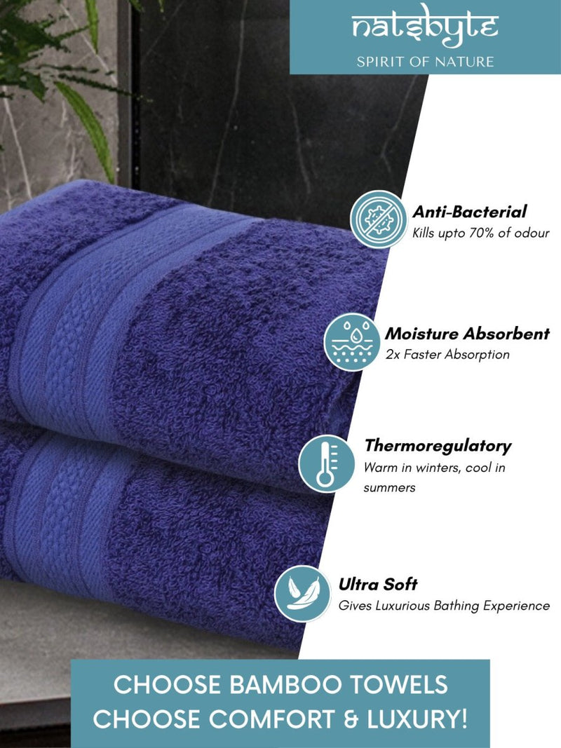 Bamboo Fiber Hand Towel - Blue | Verified Sustainable Bath Linens on Brown Living™