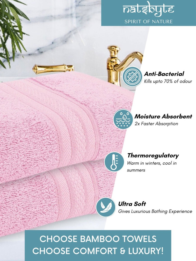 Bamboo Fiber Hand Towel - Pink | Verified Sustainable Bath Linens on Brown Living™