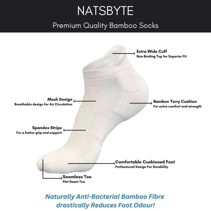 Bamboo Fiber Unisex Ankle Socks (Odour Free) - White | Verified Sustainable Womens Socks on Brown Living™