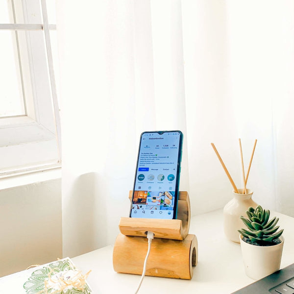 Buy Bamboo Mobile Holder | Charging Dock | Ideal Corporate Gift | Shop Verified Sustainable Tech Accessories on Brown Living™