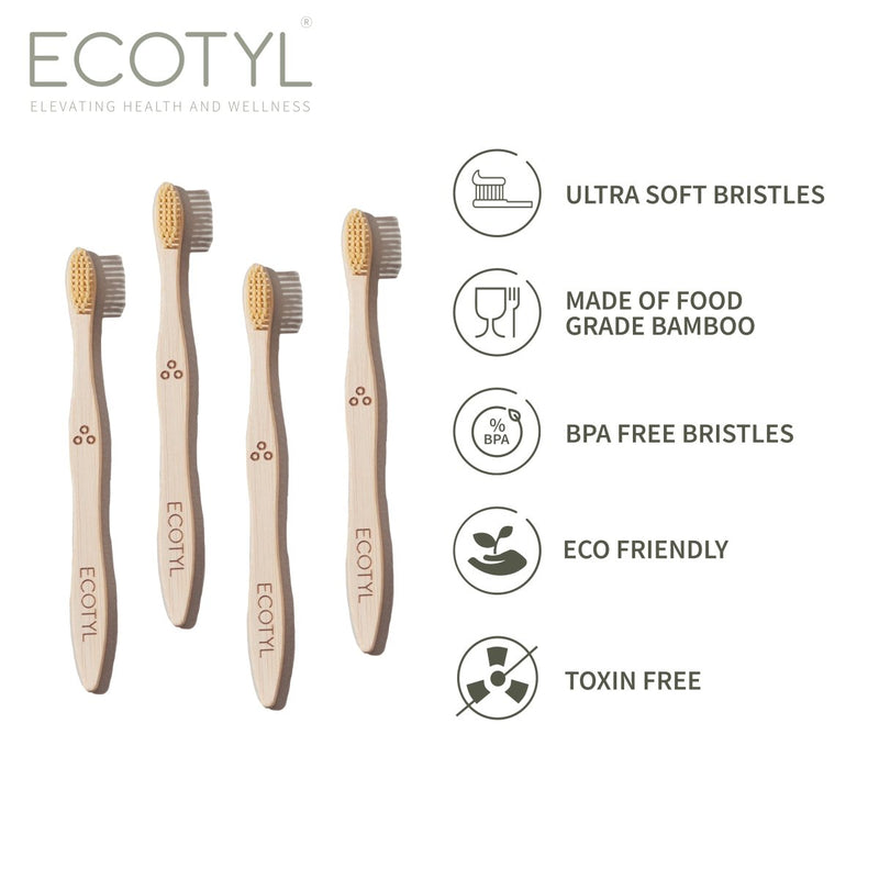 Buy Bamboo Tooth Brush | Ultra Soft Bristles | Set of 4 | Shop Verified Sustainable Tooth Brush on Brown Living™