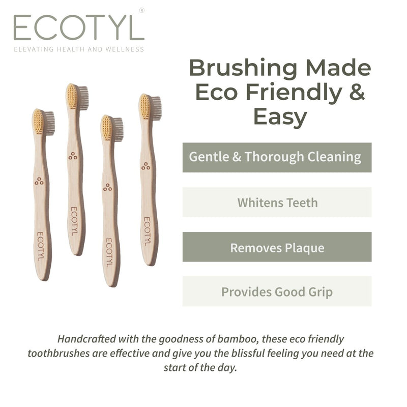 Buy Bamboo Tooth Brush | Ultra Soft Bristles | Set of 4 | Shop Verified Sustainable Tooth Brush on Brown Living™