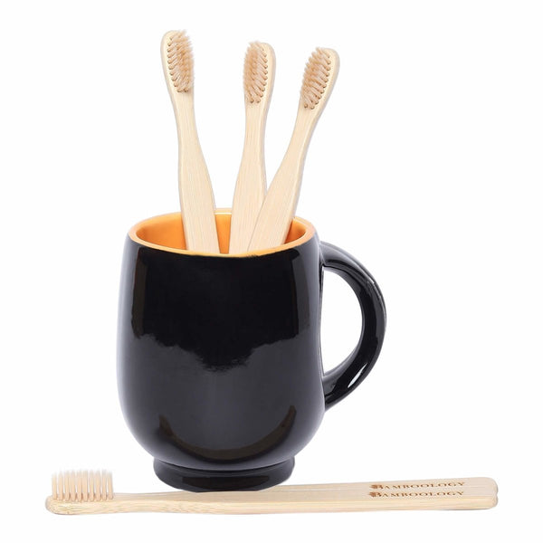 Buy Bamboo Toothbrush With Plant Based Bristles Pack of 4 | Shop Verified Sustainable Tooth Brush on Brown Living™