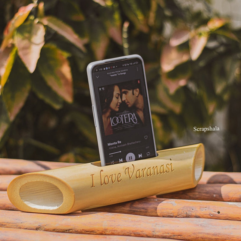 Buy Bamboobeat Sound Amplifier | I Love Varanasi | Mobile Holder | Portable | Multipurpose | Scrapshala | Shop Verified Sustainable Tech Accessories on Brown Living™