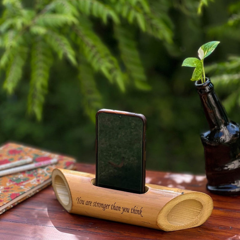 Buy Bamboobeat sound amplifier | You are stronger than you think | Natural Speaker | Mobile Holder | Shop Verified Sustainable Desk Accessories on Brown Living™