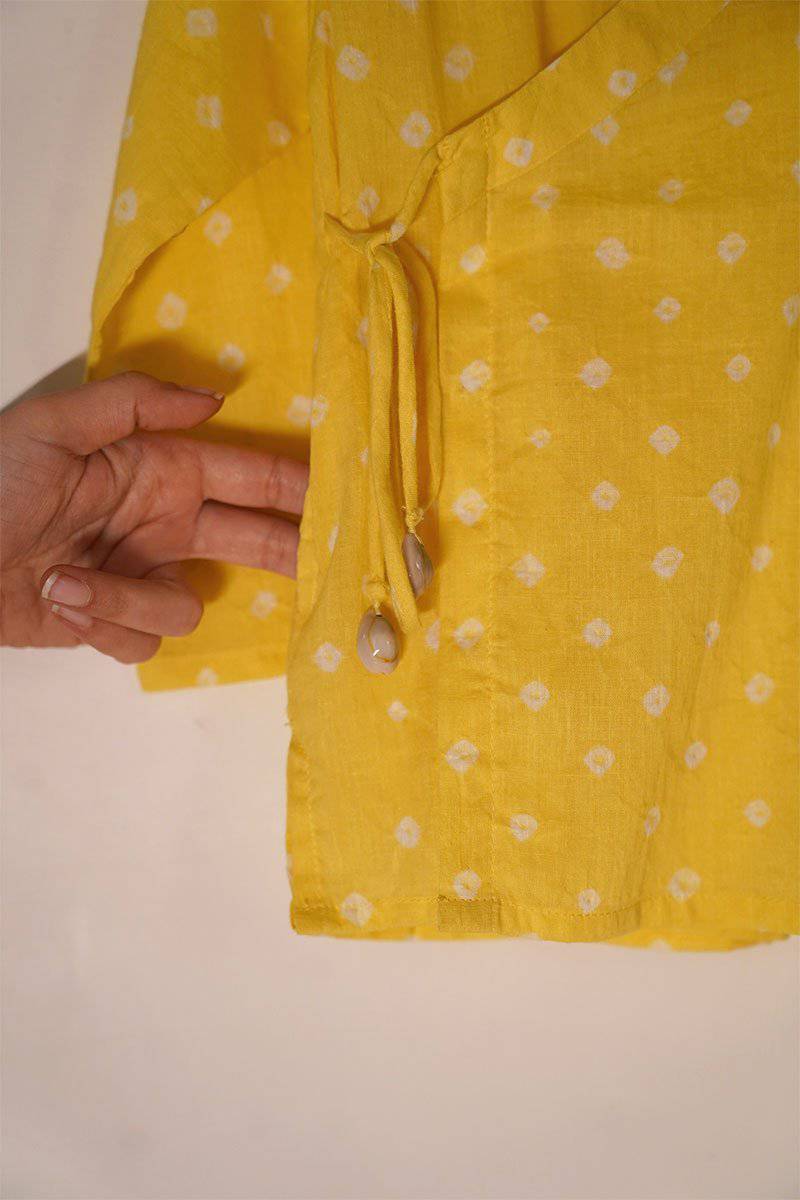 Buy Bare Your Heart' Unisex Kedia Bandhini Kurta In Yellow | Shop Verified Sustainable Kids Tops on Brown Living™