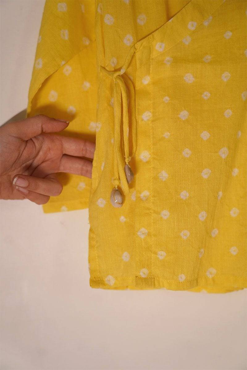 Buy Bare Your Heart' Unisex Kedia Bandhini Kurta In Yellow | Shop Verified Sustainable Kids Tops on Brown Living™