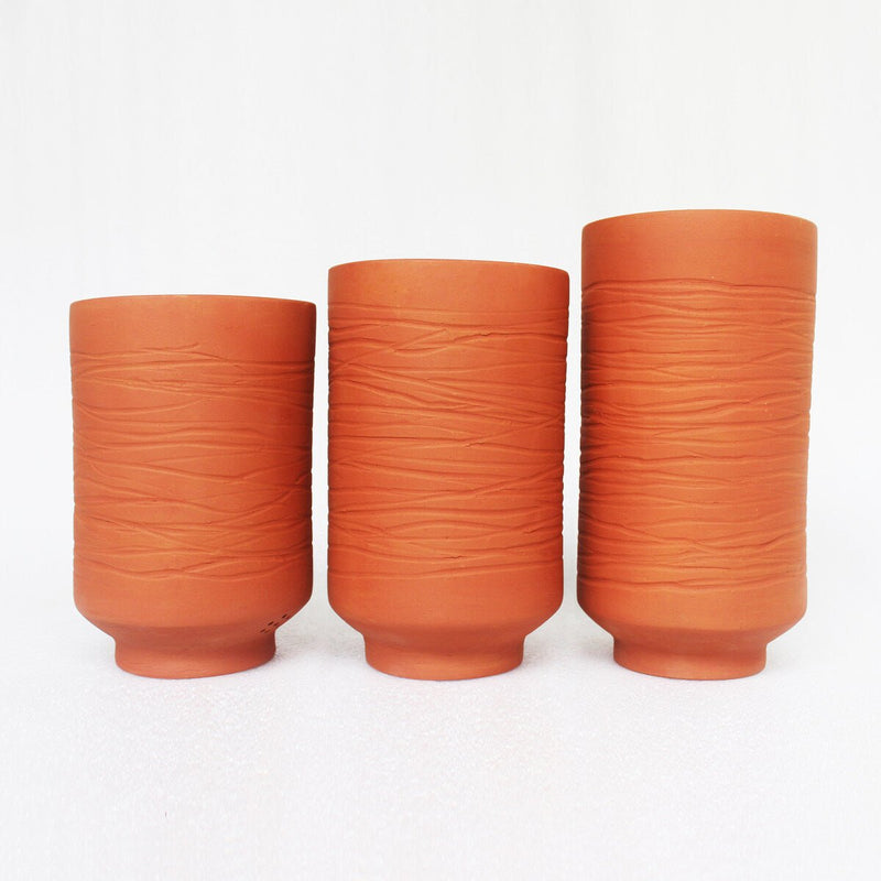 Buy Barrel Terracotta Planters Set of 3 (Large,Medium,Small) | Shop Verified Sustainable Products on Brown Living