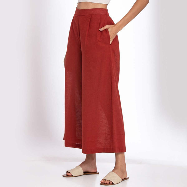 Buy Basic Pants - Warm Red | Shop Verified Sustainable Womens Trousers on Brown Living™