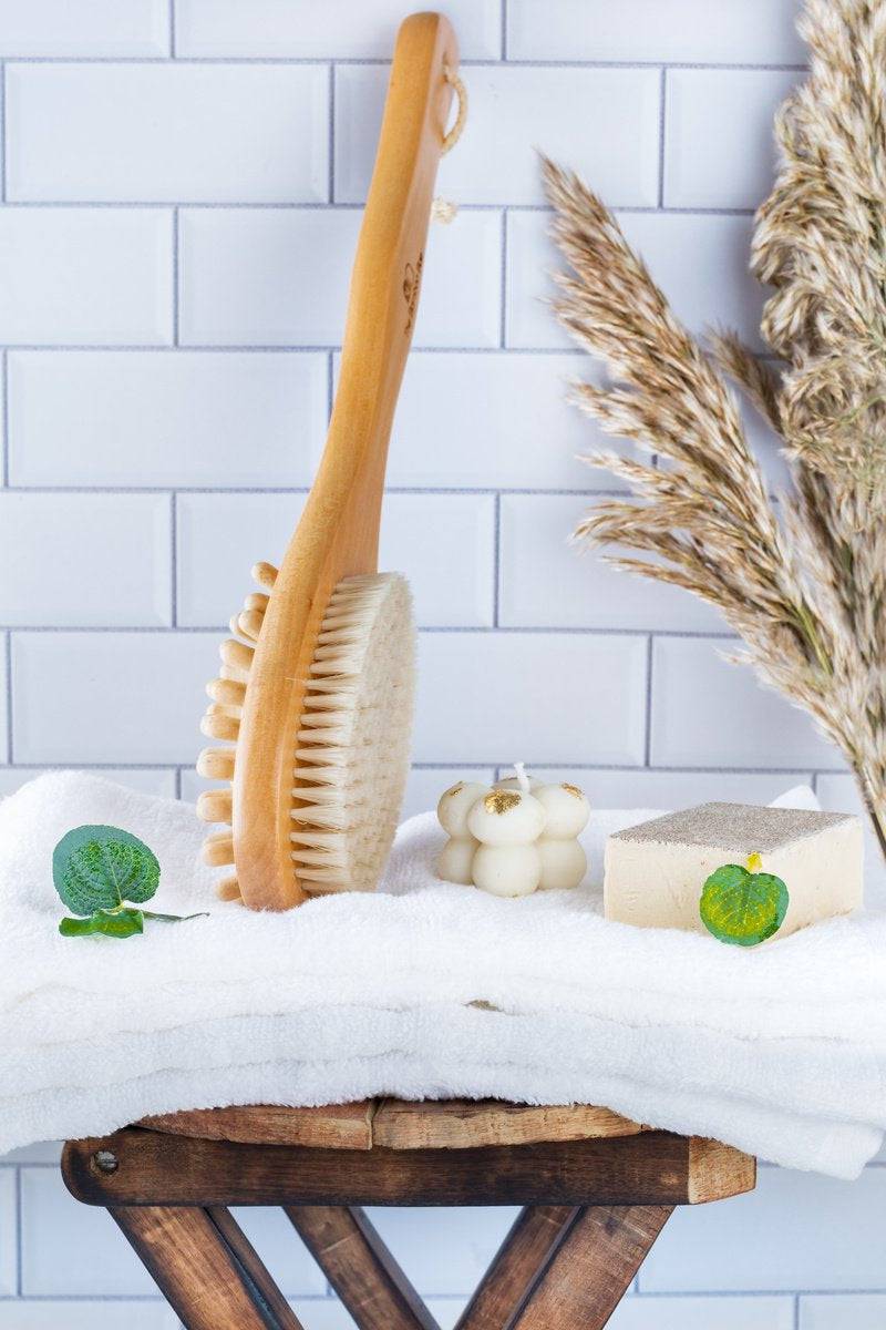 Buy Bath Brush 2 In 1 with Free Loofah | Body Brush with Handle | Shop Verified Sustainable Bath Accessories on Brown Living™