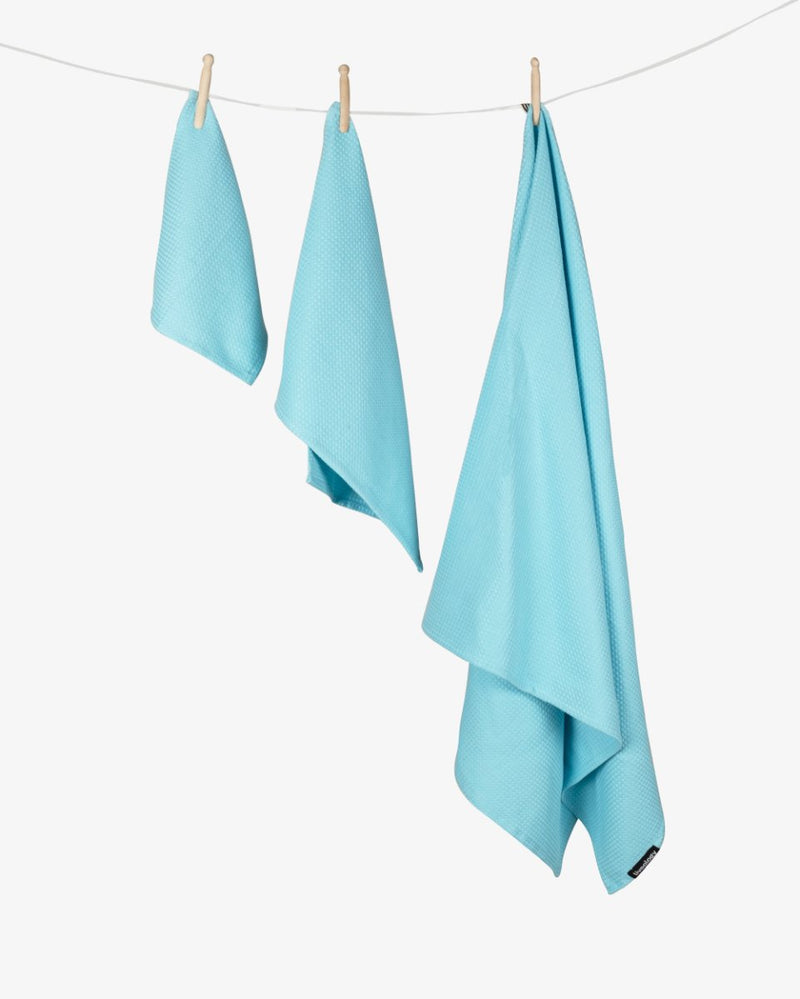 Buy Bath, Hand & Face Towel | Sorrento Waffle Aqua- Set of 3 | Shop Verified Sustainable Bath Linens on Brown Living™