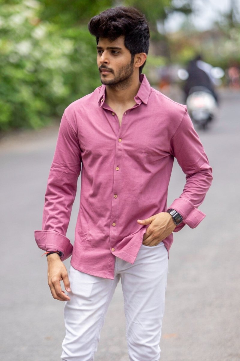 Buy Beet Rose Organic Cotton Knit Shirt | Shop Verified Sustainable Mens Shirt on Brown Living™