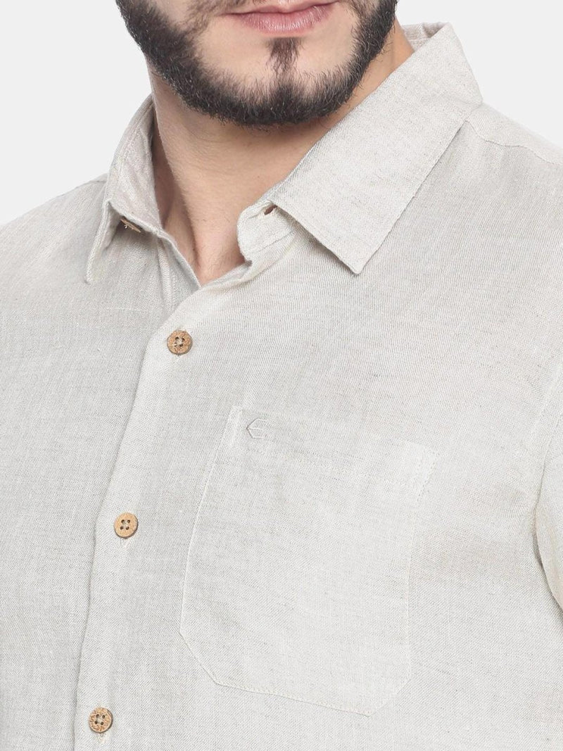 Buy Beige Colour Slim Fit Hemp Formal Shirt | Shop Verified Sustainable Mens Shirt on Brown Living™