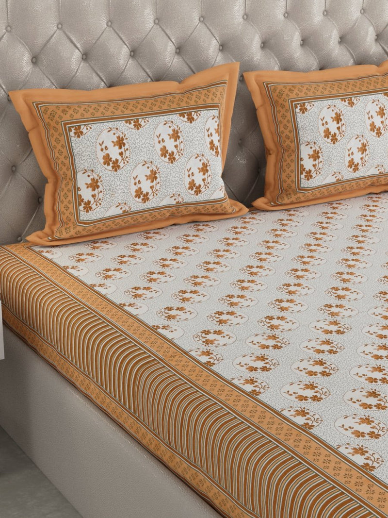 Buy Beige Hand Block Printed Pure Cotton King Size Bedding Set | Shop Verified Sustainable Bedding on Brown Living™