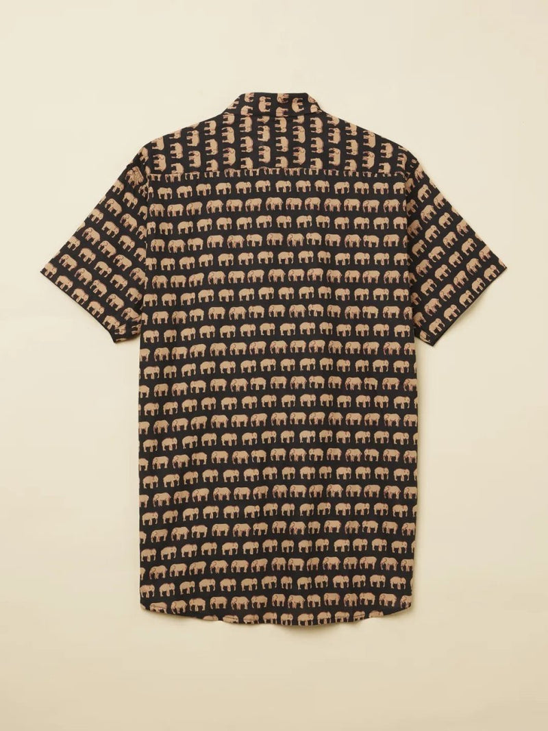 Buy Black Elephant Printed Shirt | Shop Verified Sustainable Men Shirt on Brown Living™