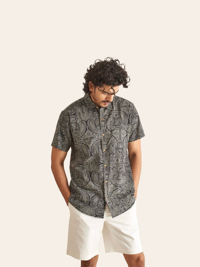 Buy Black Ethnic Paiseley Printed Cotton Shirt | Shop Verified Sustainable Mens Shirt on Brown Living™