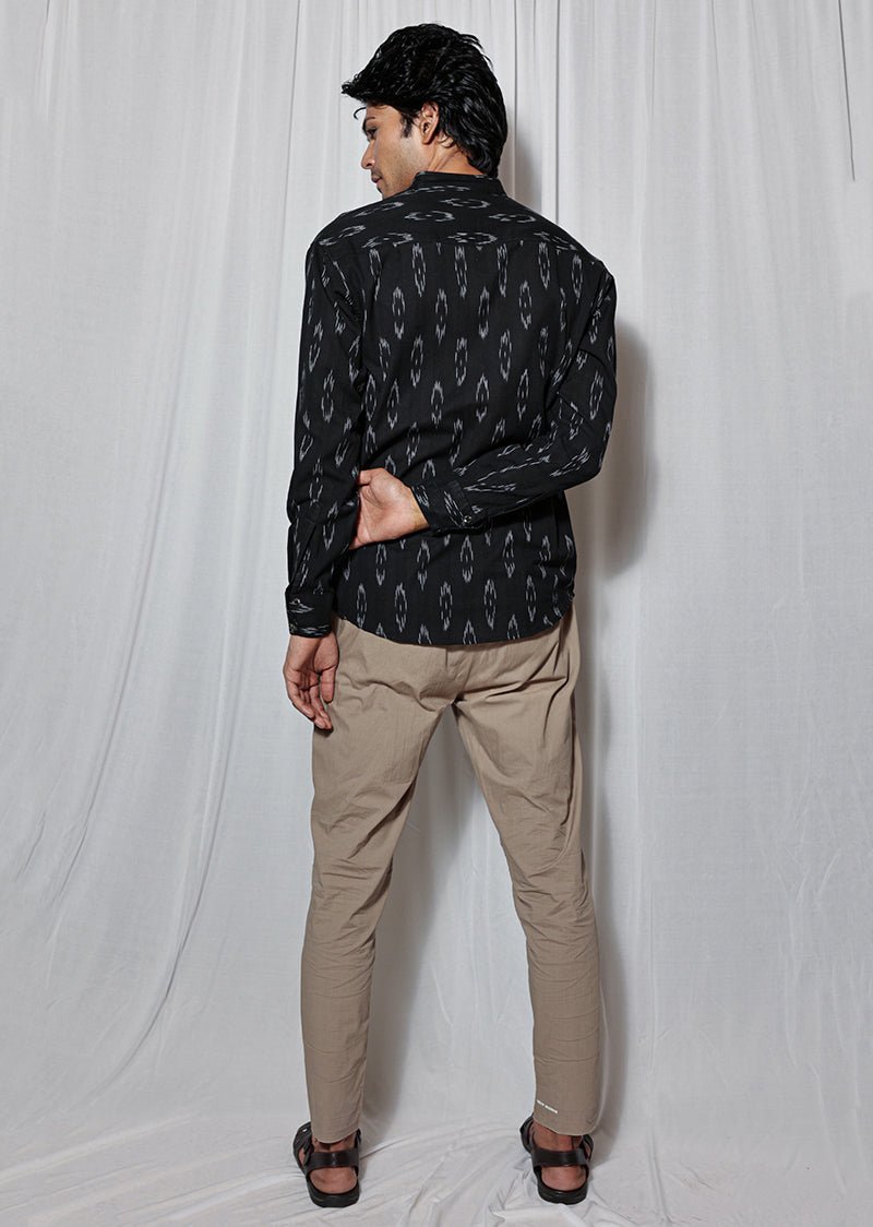 Buy Black Handloom Ikat Shirt | Shop Verified Sustainable Mens Shirt on Brown Living™