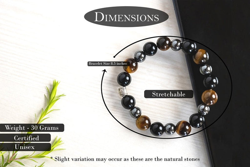 Buy Black obsidian, tiger eye and hematite bracelet for cleansing, clarity strong mind, grounding & better health | Shop Verified Sustainable Womens Accessories on Brown Living™