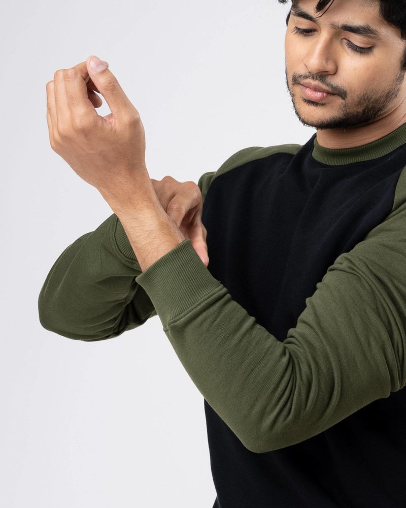 Buy Black Raglan Cotton Sweatshirt | Shop Verified Sustainable Mens Sweatshirt on Brown Living™