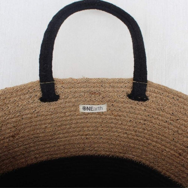 Black/Beige Jute Tote Bag | Verified Sustainable Womens Bag on Brown Living™