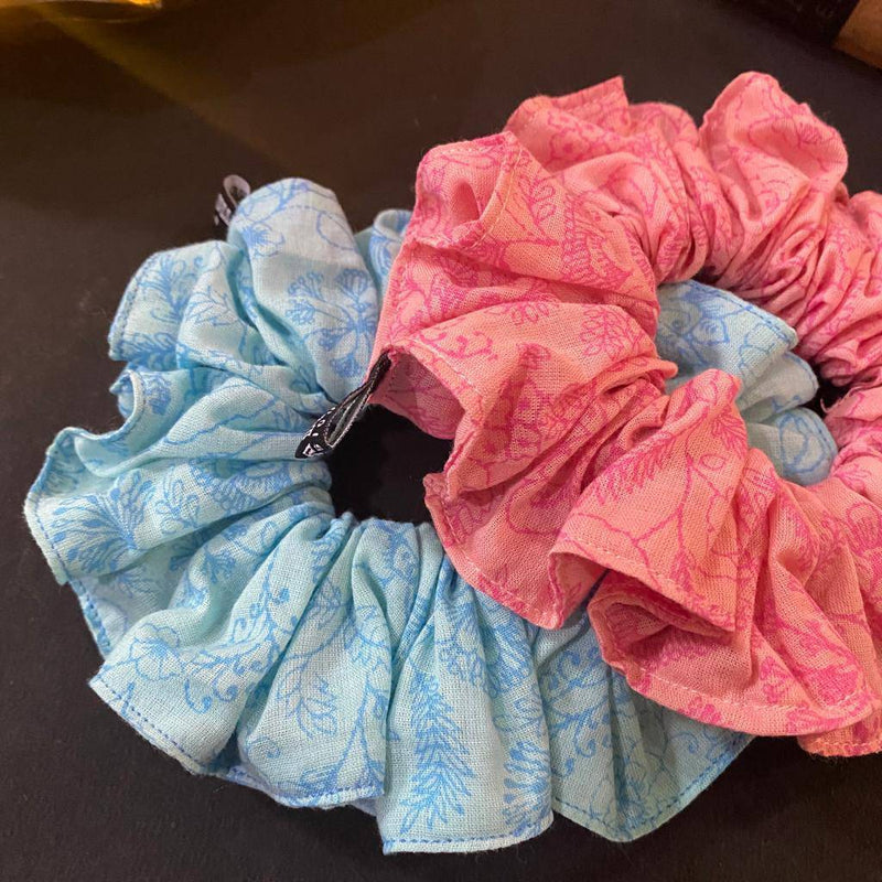 Buy Block Print scrunchies Duo - 2 Scrunchies free on Disha Lulla Design Purchases Above 500 | Shop Verified Sustainable Hair Styling on Brown Living™