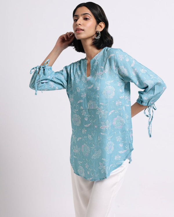 Buy Blue Bloom Print Blouse | Shop Verified Sustainable Products on Brown Living