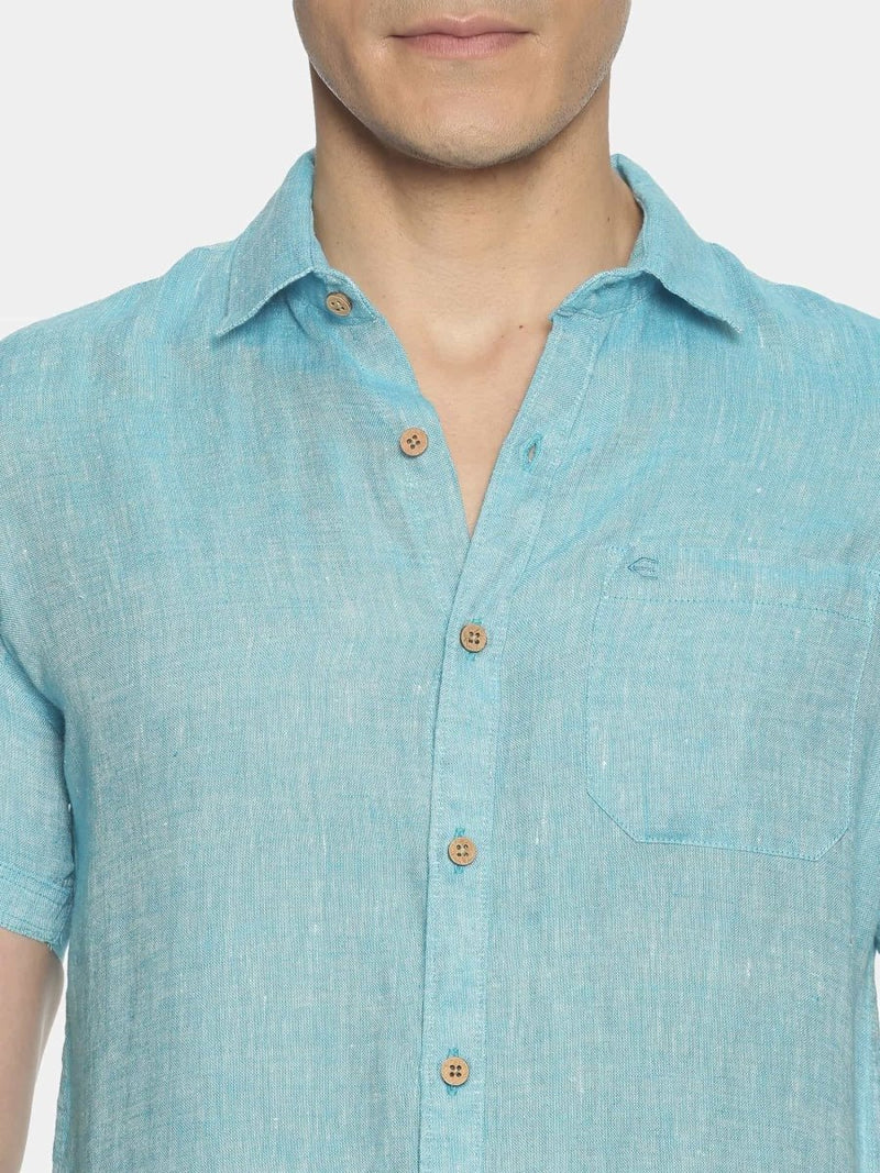 Buy Blue Colour Slim Fit Hemp Casual Shirt | Shop Verified Sustainable Mens Shirt on Brown Living™