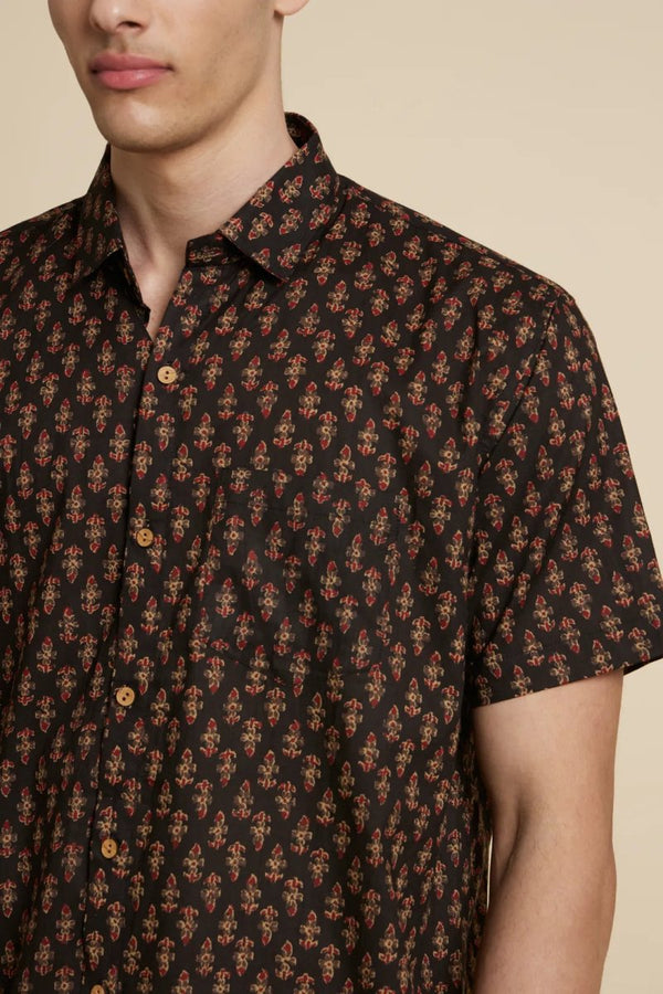 Buy Unisex Boho Black Printed Shirt | Shop Verified Sustainable Mens Shirt on Brown Living™