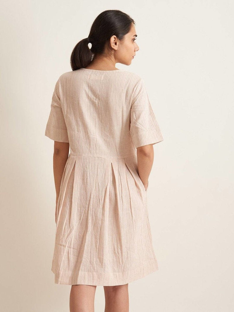 Buy Box Pleat Shirt Dress - Biege | Shop Verified Sustainable Womens Dress on Brown Living™