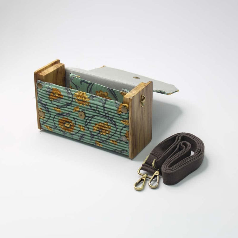 Buy Box Sling Bag/Clutch with Changeable Sleeve (Floral Creeper Green & Solid Mauve) | Shop Verified Sustainable Womens Bag on Brown Living™