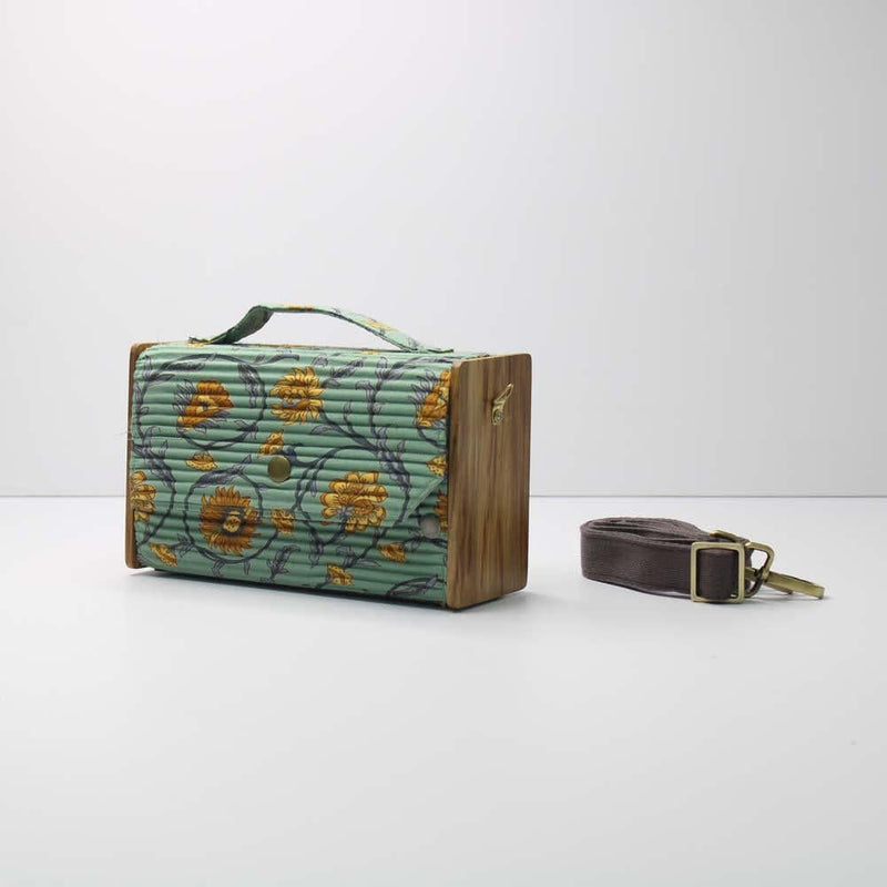 Buy Box Sling Bag/Clutch with Changeable Sleeve (Floral Creeper Green & Solid Mauve) | Shop Verified Sustainable Womens Bag on Brown Living™