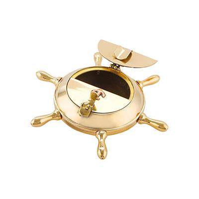 Buy Brass Nautical Wheel Design Cigarettes Ashtray | Shop Verified Sustainable Table Decor on Brown Living™