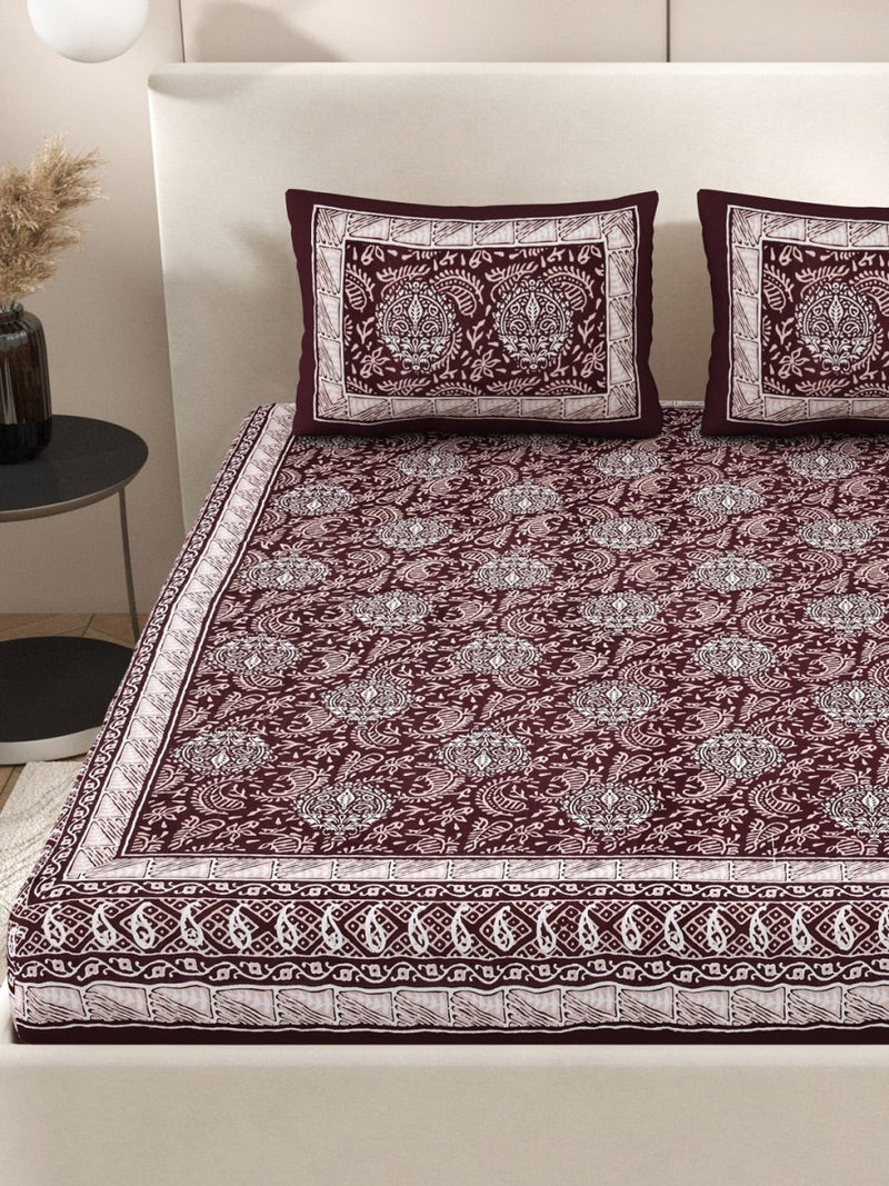 Buy Brown Interiors Hand Block Printed Cotton Queen Size Bedding Set | Shop Verified Sustainable Bedding on Brown Living™