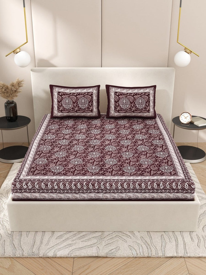 Buy Brown Interiors Hand Block Printed Cotton Queen Size Bedding Set | Shop Verified Sustainable Bedding on Brown Living™