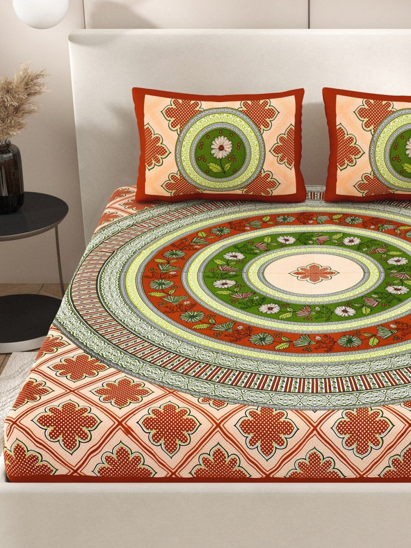 Buy Brown Interiors Paisley Hand Printed Cotton Queen Size Bedding Set | Shop Verified Sustainable Bedding on Brown Living™