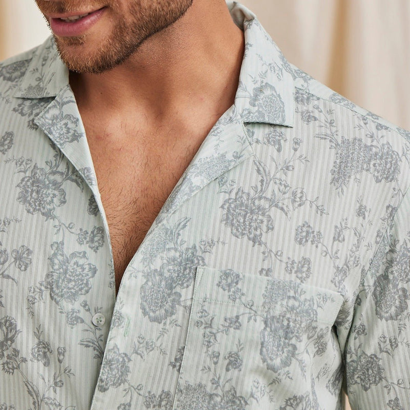 Buy Cedar Organic Cotton Printed Half Sleeve Shirt- Pistachio | Shop Verified Sustainable Mens Shirt on Brown Living™