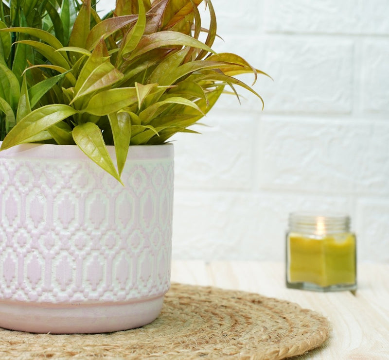 Buy Ceramic Pots For Indoor Plants 14 X 15 Cm (Mauve Aztec) | Shop Verified Sustainable Pots & Planters on Brown Living™