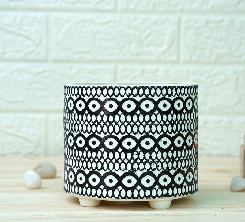 Buy Ceramic Pots for Plants | Black Moroccan Pattern | Shop Verified Sustainable Pots & Planters on Brown Living™