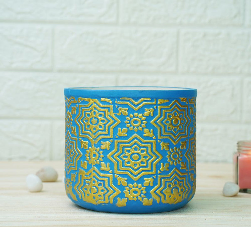 Buy Ceramic Pots for Plants | Blue Gold Pattern | Shop Verified Sustainable Pots & Planters on Brown Living™