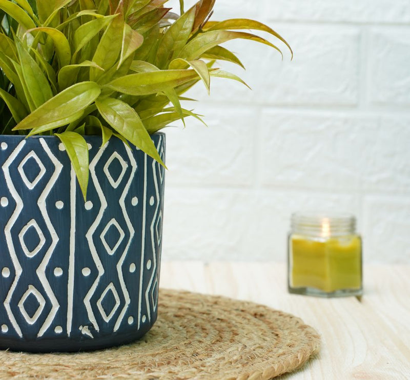 Buy Ceramic Pots for Plants | Blue Trellis Pattern | Shop Verified Sustainable Pots & Planters on Brown Living™