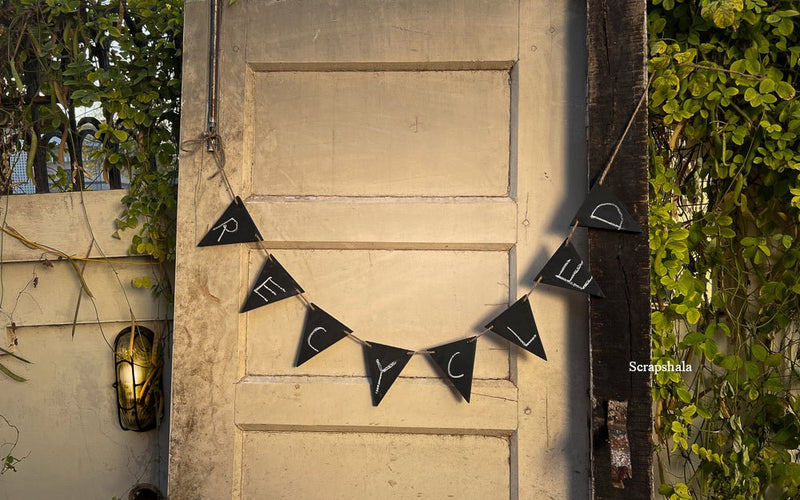 Buy Chalkboard Bunting | Reusable | Handpainted | Natural reclaimed wood | Scrapshala | Shop Verified Sustainable Wall Decor on Brown Living™