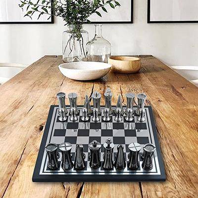 Buy Chess Board Game Black and Silver Finish 13.5" - Stout | Shop Verified Sustainable Learning & Educational Toys on Brown Living™