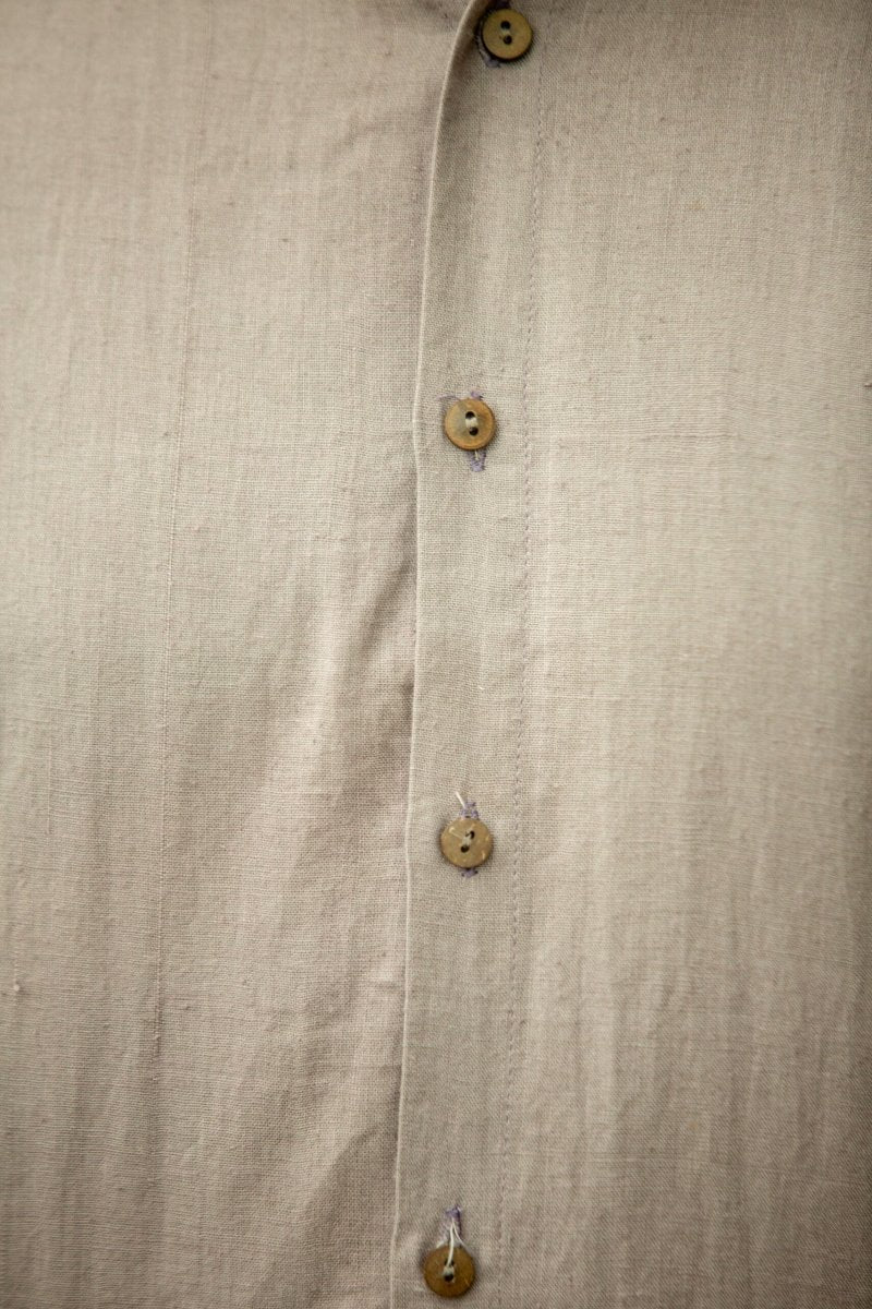 Buy Chocolate Mandarin Collar Khadi Shirt | Shop Verified Sustainable Products on Brown Living