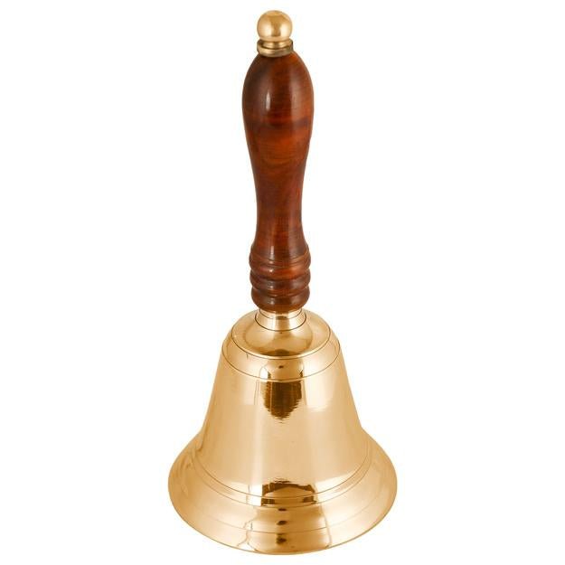 Buy Christmas Brass Shame Hand Bell with Wooden Handle | Shop Verified Sustainable Decor & Artefacts on Brown Living™