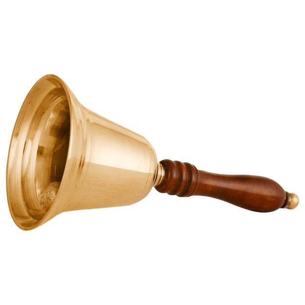 Buy Christmas Brass Shame Hand Bell with Wooden Handle | Shop Verified Sustainable Decor & Artefacts on Brown Living™